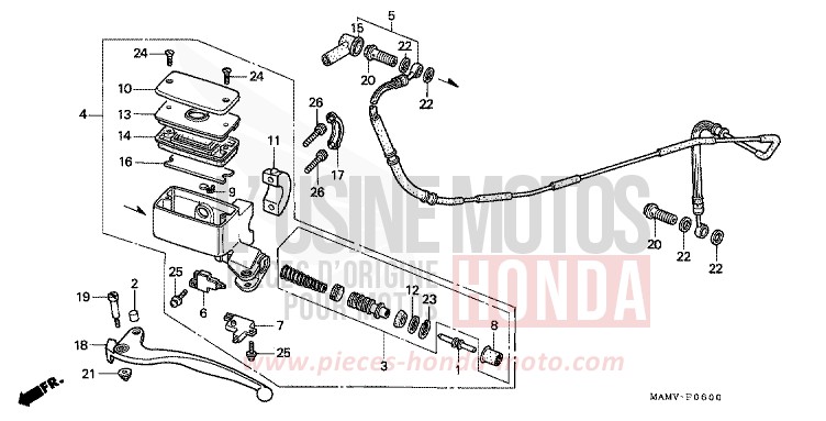 MAITRE-CYLINDRE de Gold Wing Aspencade PEARL SONOMA GREEN (G159) de 1997